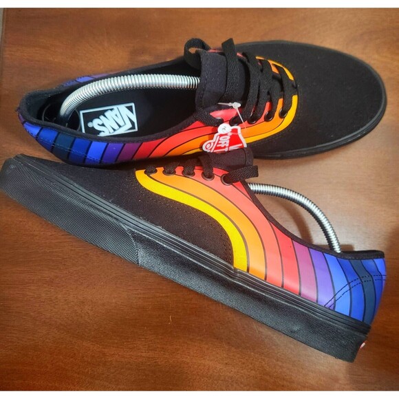 Vans Men's 500714 Authentic Refract Rainbow Skate Shoe Black Red Orange Size 11 - Picture 4 of 8